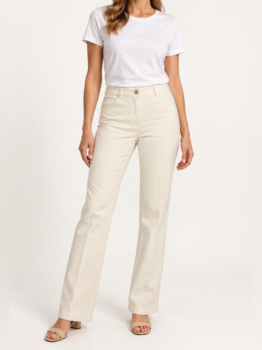 St. John Collection Cream Jeans Link on Back Pockets Women's Sz. 4